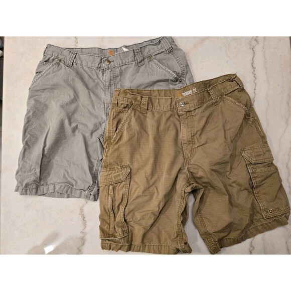Carhartt Other - Lot of 2 Carhartt Ripstop Mens Size 38 Shorts Gray and Khaki Relaxed Fit Outdoor
